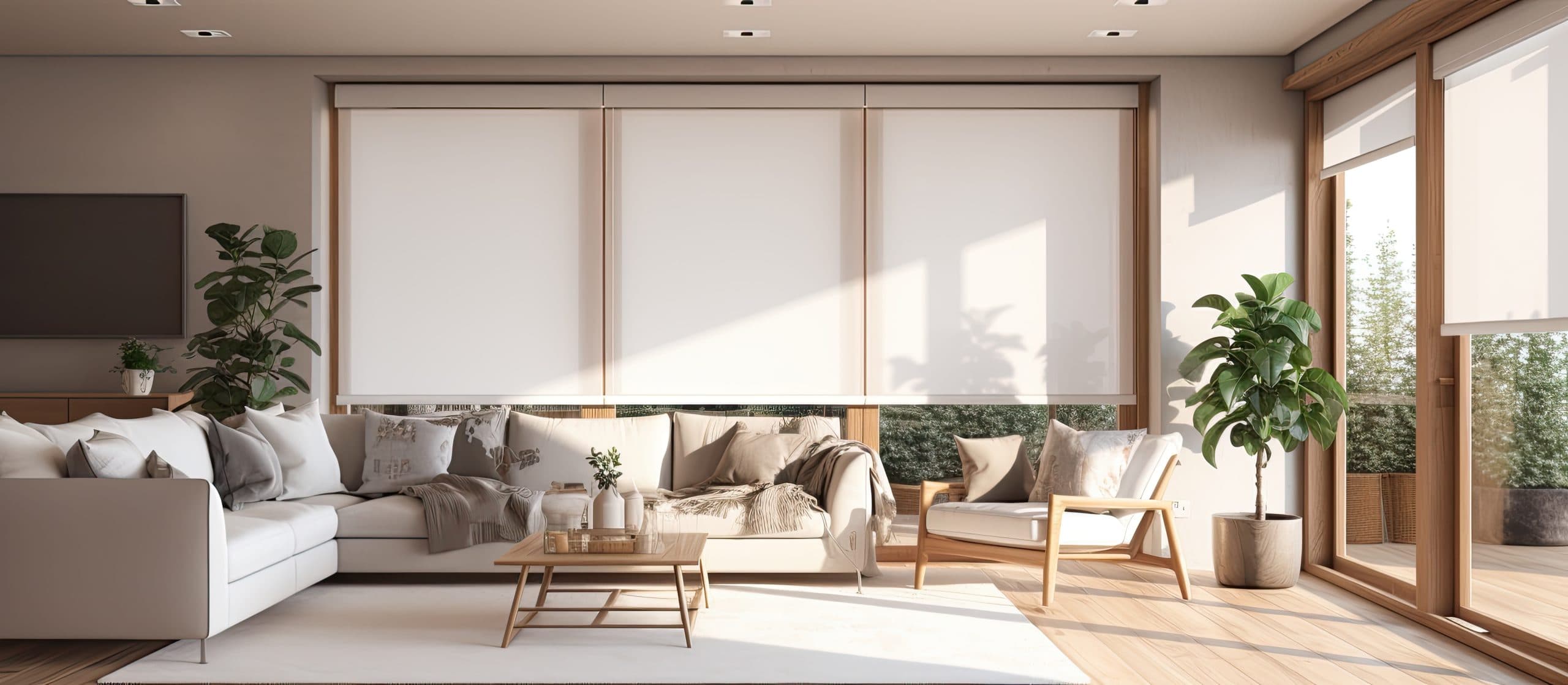 Layered window treatment and fabric detail in a finished room